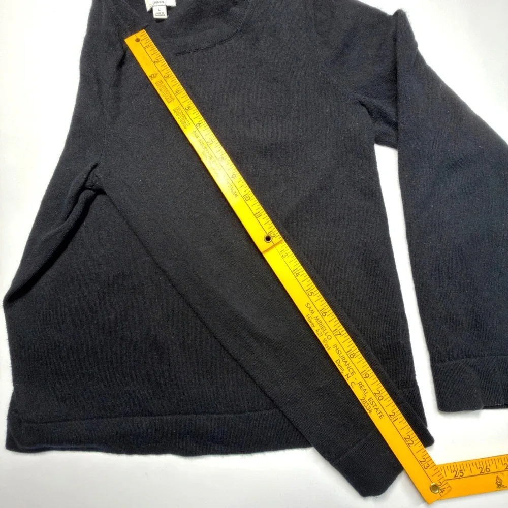 J.Crew Teddie Sweater Women's Large Black Merino Wool Blend Crewneck Knit